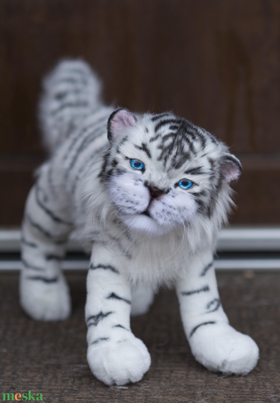 Élethű fehér tigris plüss állat, művész plüss tigris - játék & sport - plüssállat & játékfigura - cica - Meska.hu