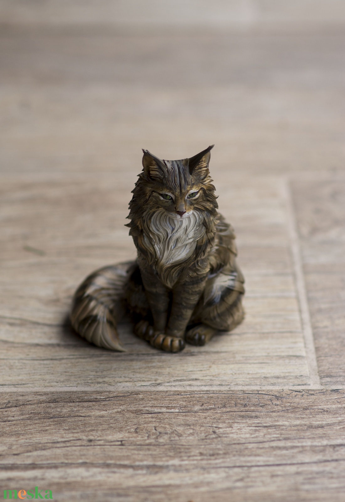 Élethű Maine Coon macska figura, 13 cm - művészet - makett, modell - Meska.hu