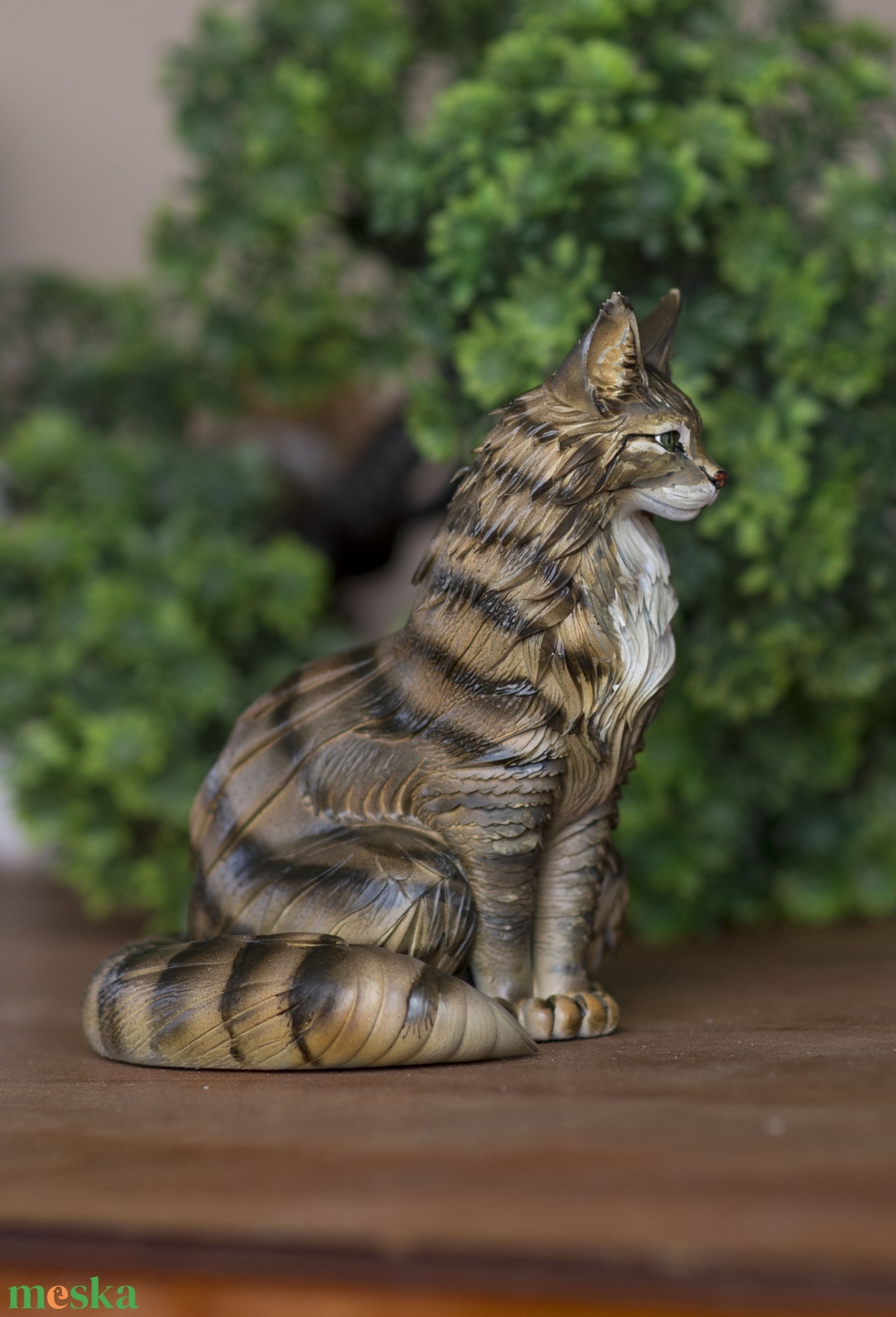 Élethű Maine Coon macska figura, 13 cm - művészet - makett, modell - Meska.hu