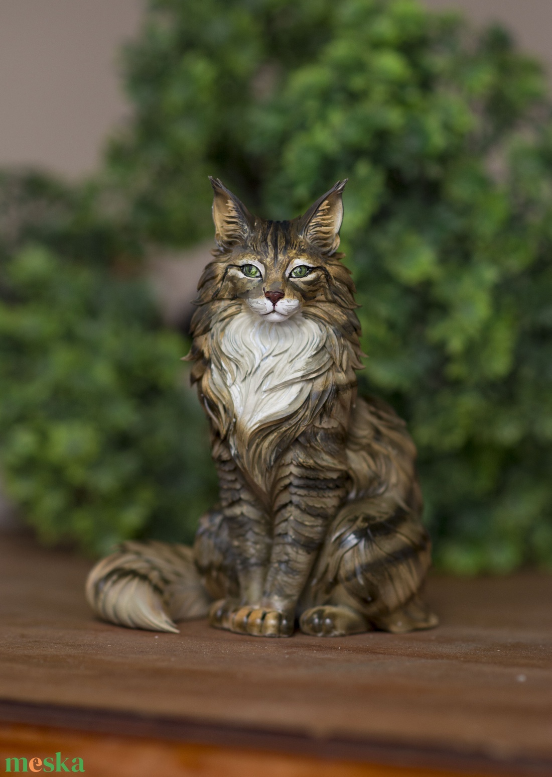 Élethű Maine Coon macska figura, 13 cm - művészet - makett, modell - Meska.hu