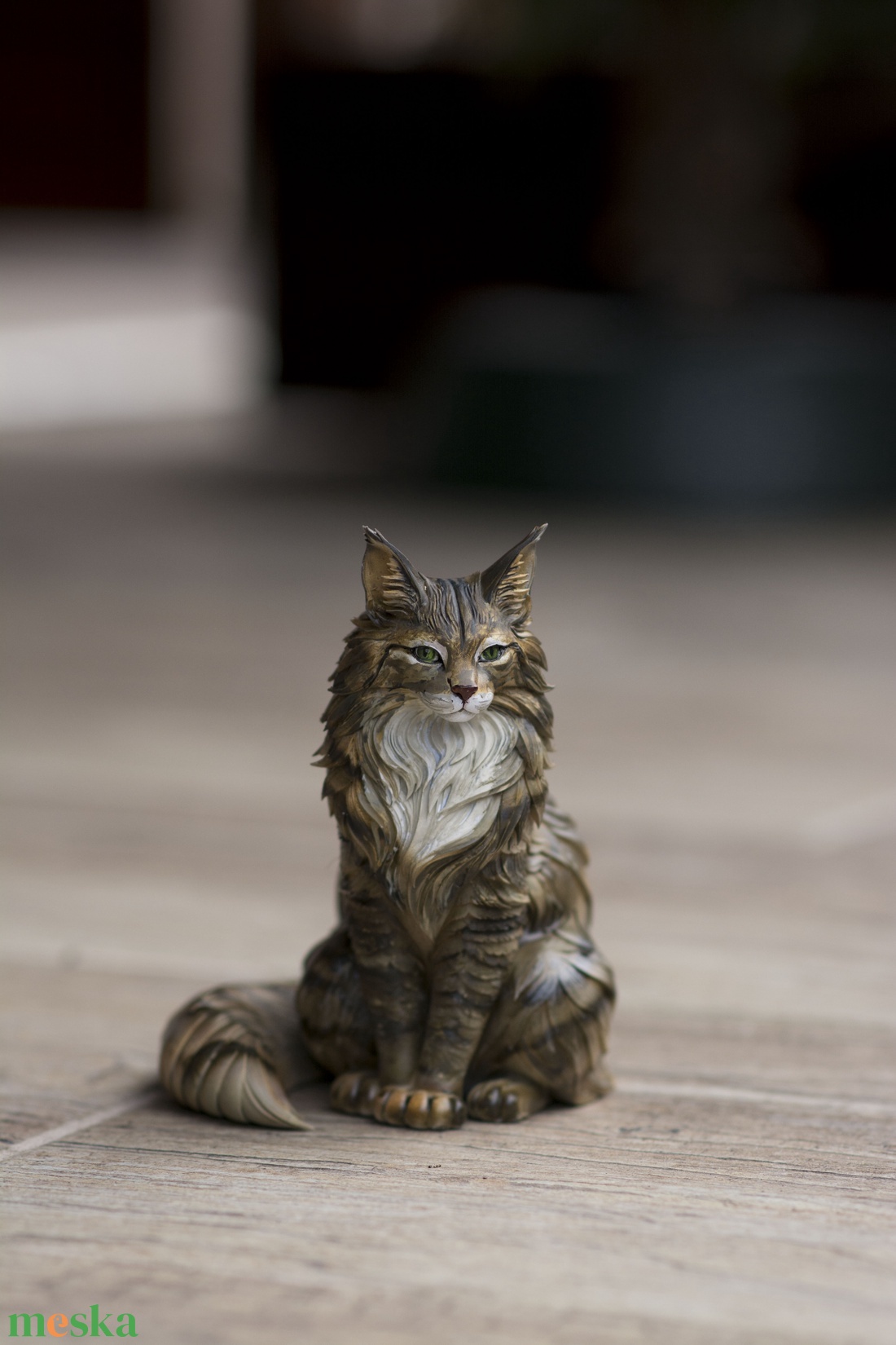Élethű Maine Coon macska figura, 13 cm - művészet - makett, modell - Meska.hu