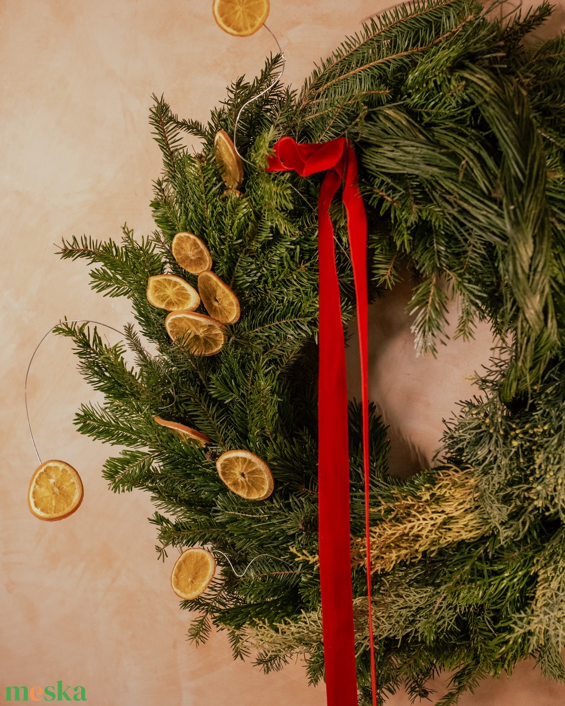 Karácsonyi kopogtató (fenyő, ciprus, zanót, narancs) - karácsony - karácsonyi lakásdekoráció - karácsonyi ajtódíszek - Meska.hu