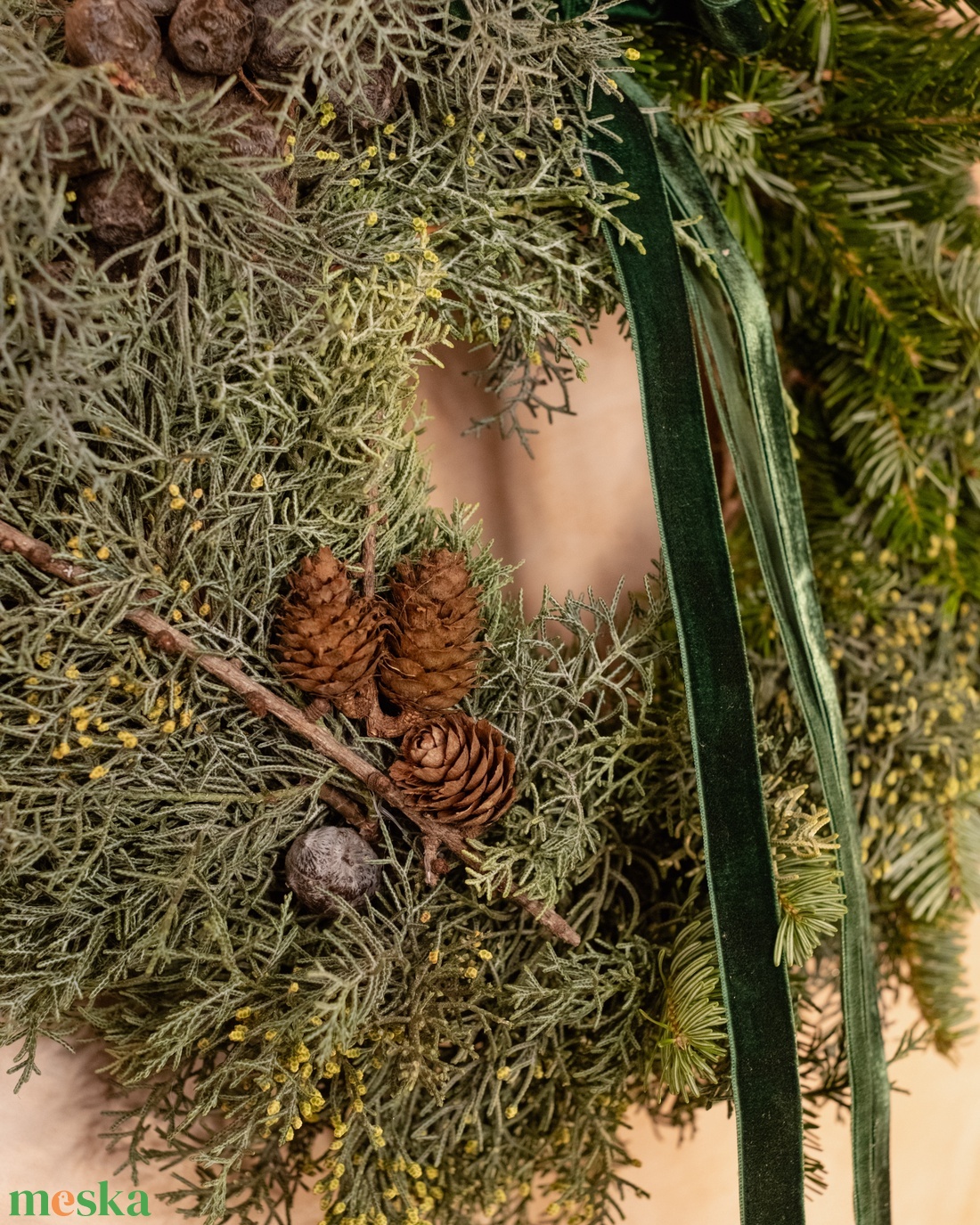 Karácsonyi kopogtató (fenyő, ciprus, toboz) - karácsony - karácsonyi lakásdekoráció - karácsonyi ajtódíszek - Meska.hu