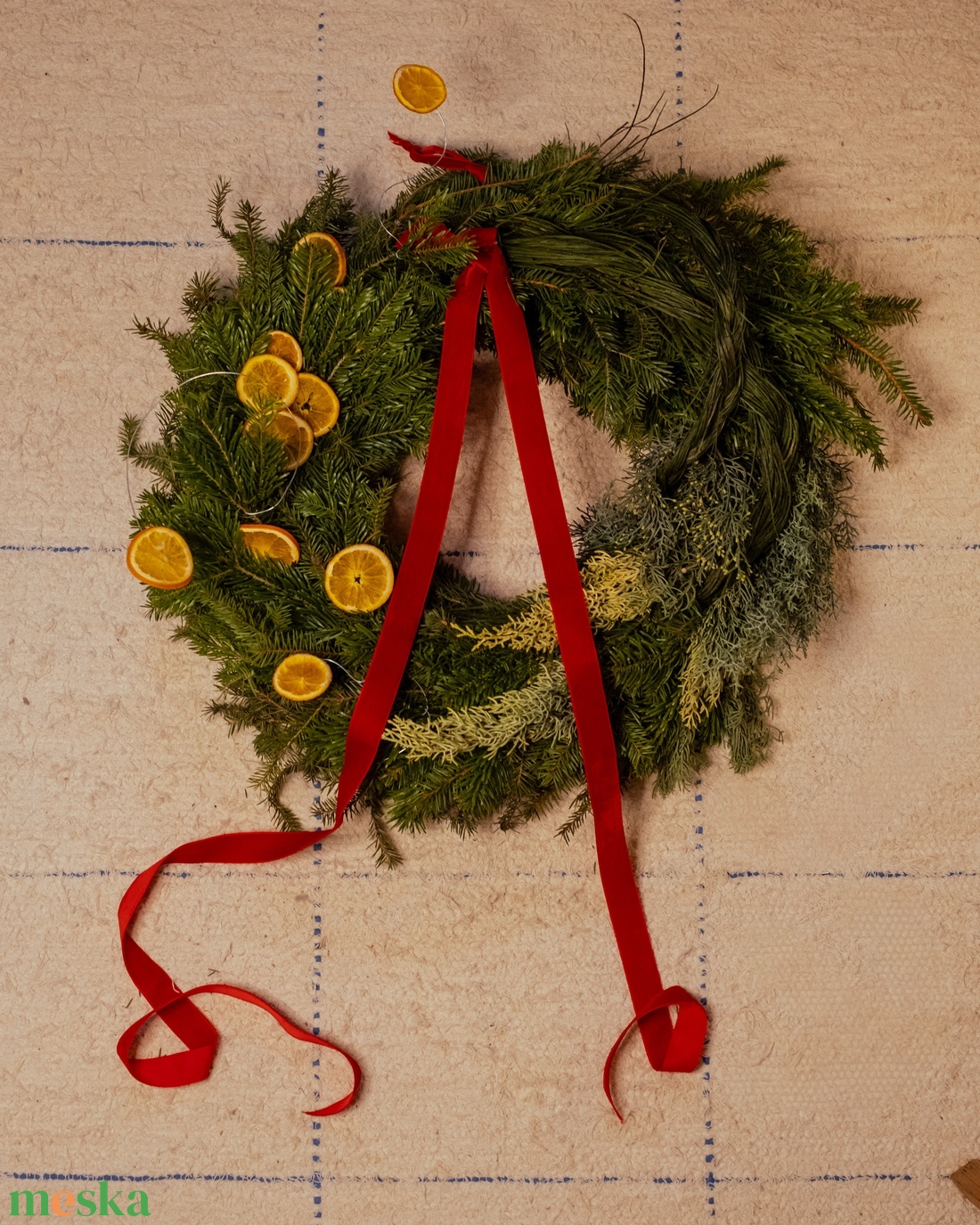 Karácsonyi kopogtató (fenyő, ciprus, zanót, narancs) - karácsony - karácsonyi lakásdekoráció - karácsonyi ajtódíszek - Meska.hu