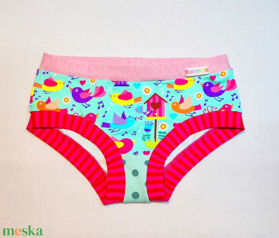 HEIDI színes madárka mintás kislány bugyi 116-os - ruha & divat - gyerekruha - gyerek alsónemű - Meska.hu