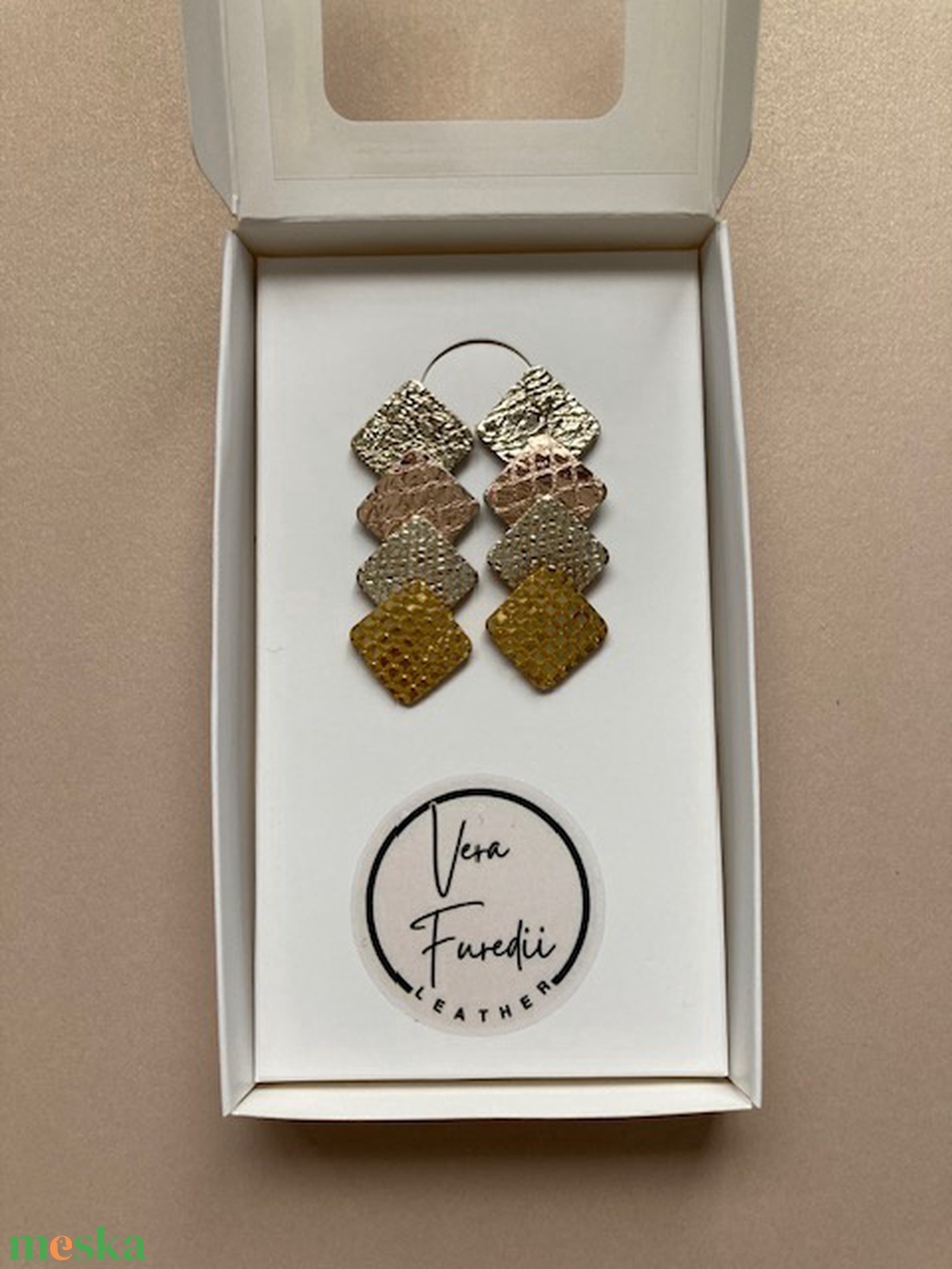 Alkalmi fülbevaló, geometrikus - ékszer - fülbevaló - lógó fülbevaló - Meska.hu