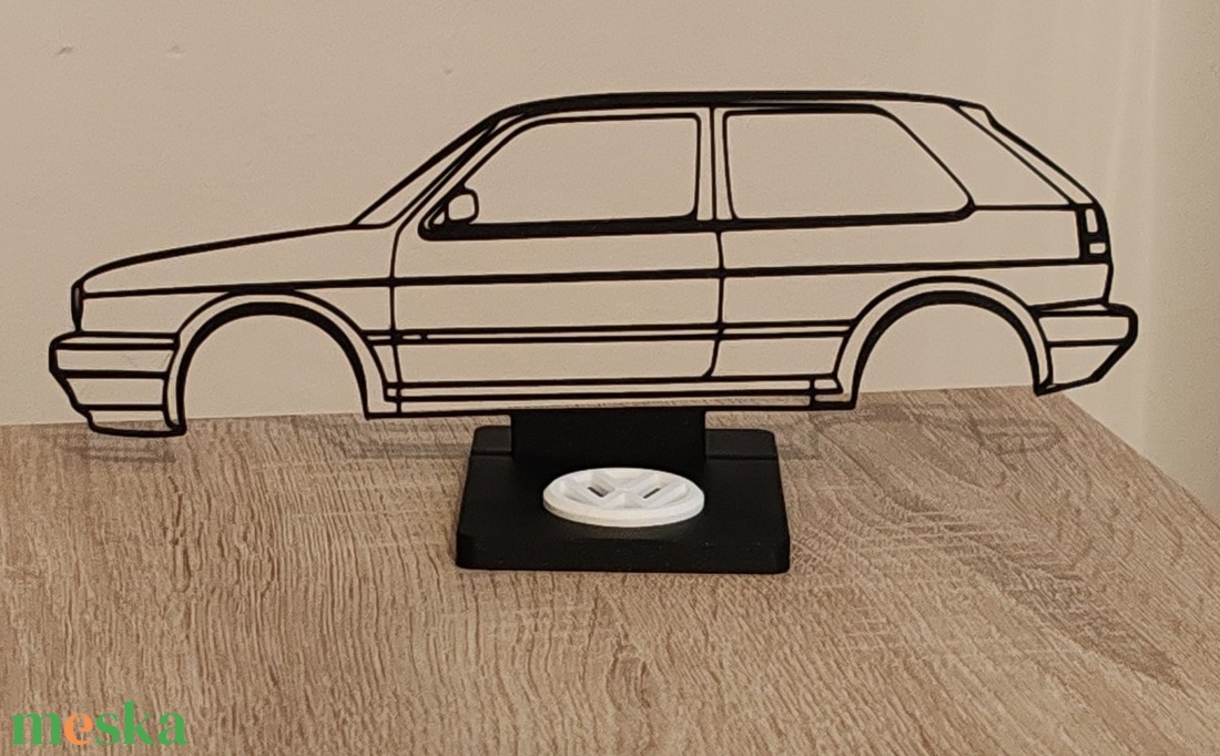 Volkswagen Golf 2D Sziluett - esküvő - dekoráció - asztaldísz - Meska.hu