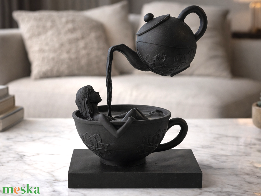 Szünet � nőalak teáscsészében 3D - otthon & életmód - konyhafelszerelés, tálalás - konyhai dekoráció - konyhai dísz - Meska.hu