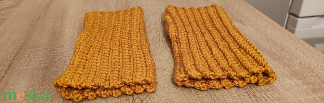 Kesztyű - Kézi kötésű ujjatlan mustársága - ruha & divat - sál, sapka, kendő - kesztyű - Meska.hu