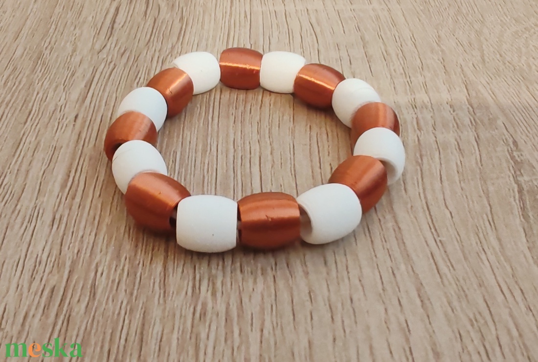 Karkötő R�z-Feh�r 3D - ékszer - karkötő - gyöngyös karkötő - Meska.hu