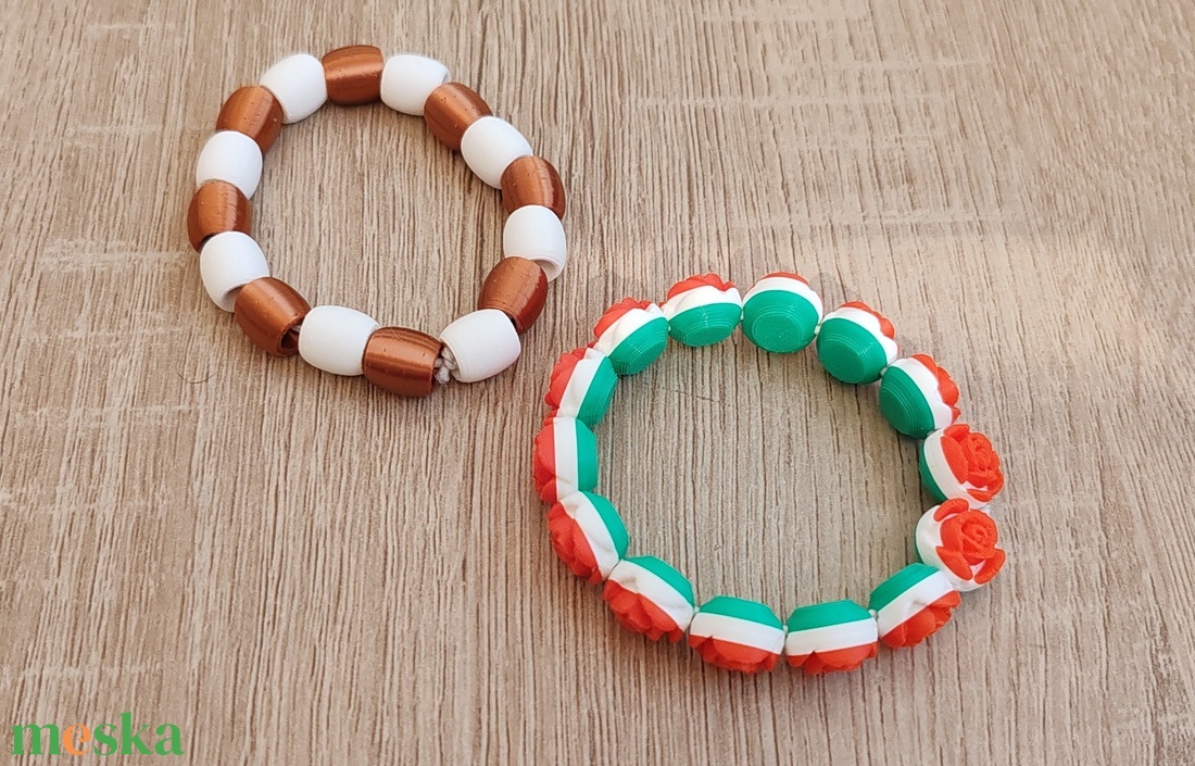 Karkötő R�z-Feh�r 3D - ékszer - karkötő - gyöngyös karkötő - Meska.hu