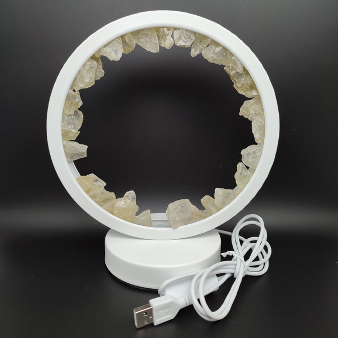 Lámpa USB Citromkvarc nyers kör 21x18cm -  - Meska.hu