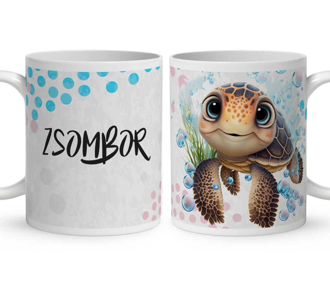 Névvel kérhető - Bubble cuki teknős mintás bögre - otthon & életmód - konyhafelszerelés, tálalás - tálalás - bögre & csésze - Meska.hu