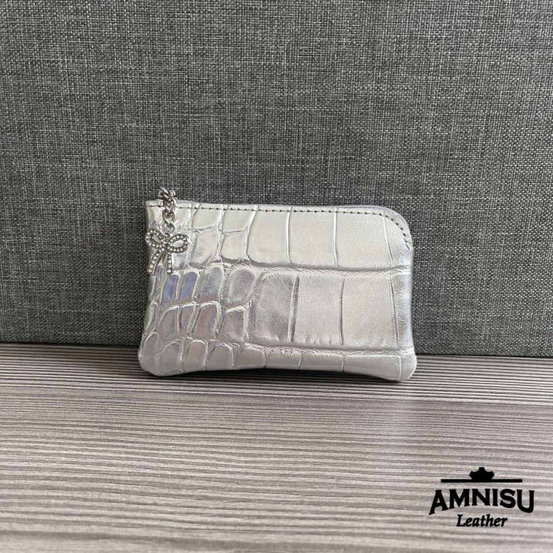 Ezüst krokkómintás egy cipzáras kulcstartó A1002 - táska & tok - kulcstartó & táskadísz - kulcstartó - Meska.hu