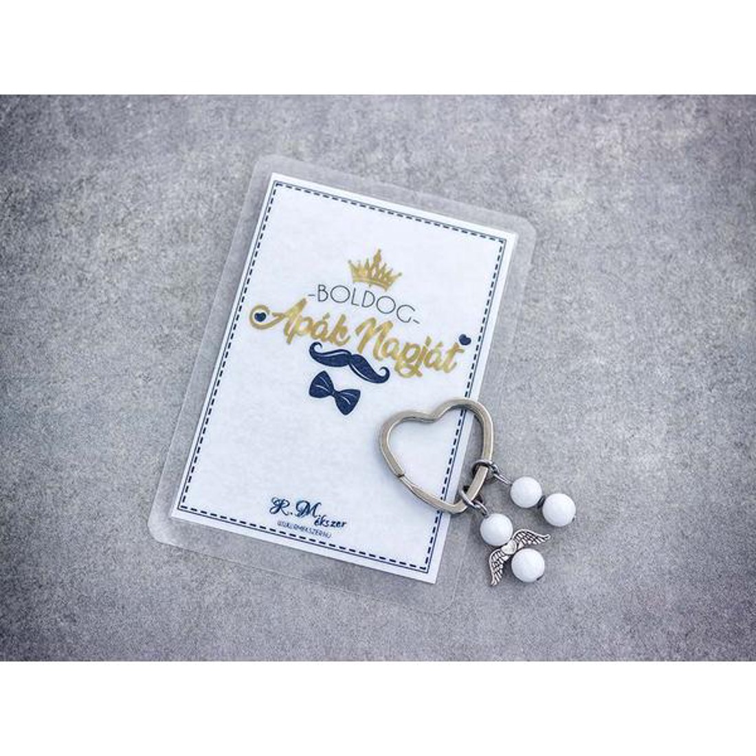 Boldog Apák Napját kulcstartó tejkvarccal - táska & tok - kulcstartó & táskadísz - kulcstartó - Meska.hu