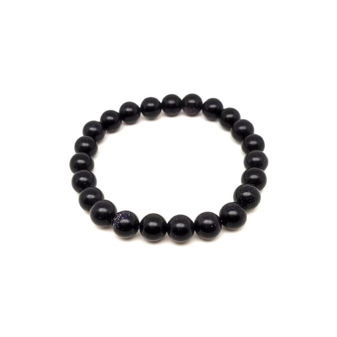Goldstone kék golyó karkötő 8mm - ékszer - karkötő - ásványkarkötő - Meska.hu