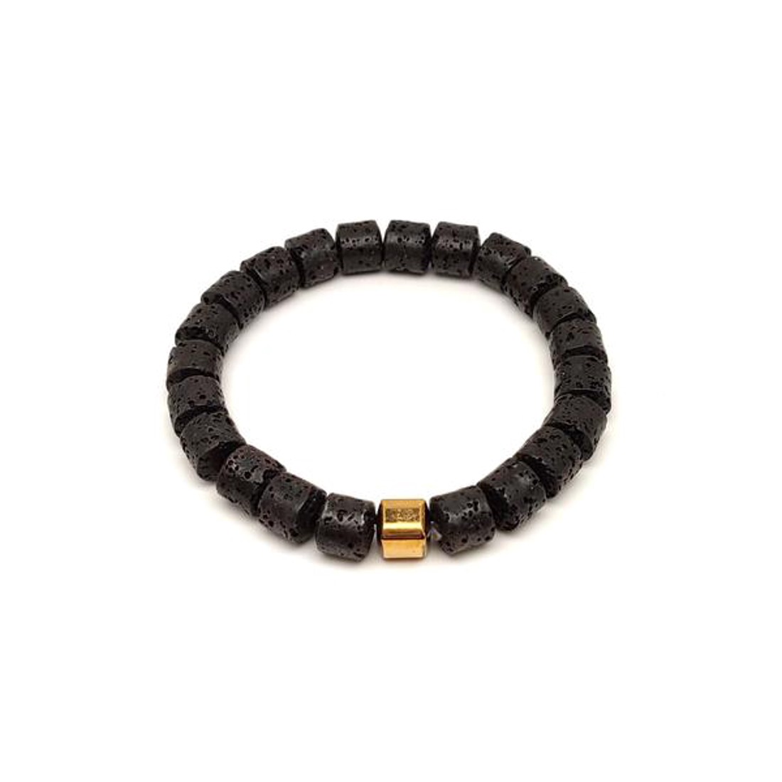 Bazalt korong karkötő arany köztessel 89 mm - ékszer - karkötő - ásványkarkötő - Meska.hu