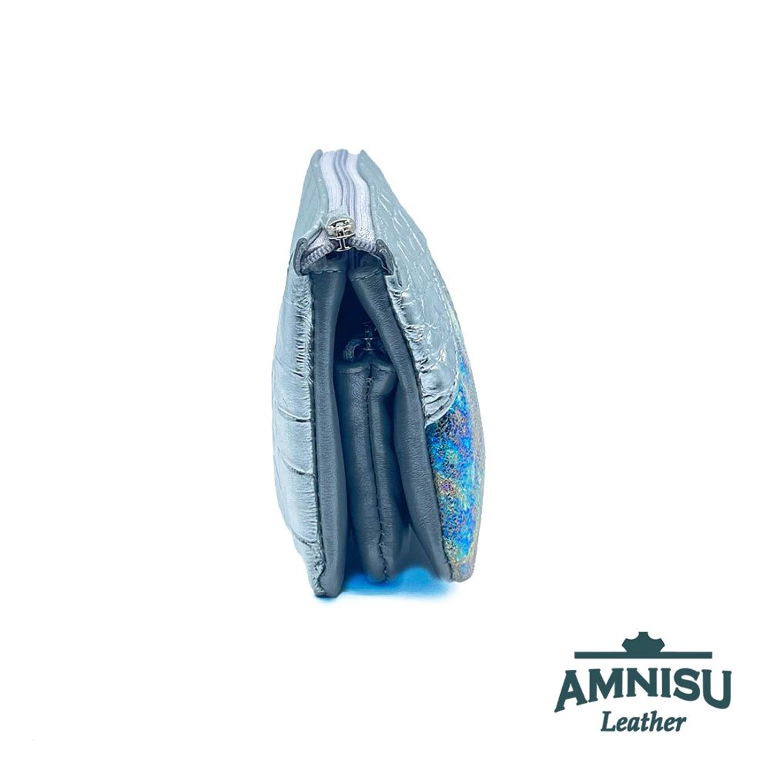 Ezüst krokkómintás - hologramos egyenes kristály köves női pénztárca G1002 -  - Meska.hu