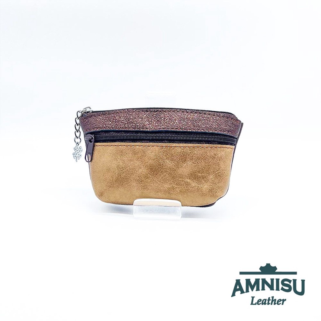 Sötétbarna - sötét arany kettő cipzáras kulcstartó B9001 - táska & tok - kulcstartó & táskadísz - kulcstartó - Meska.hu