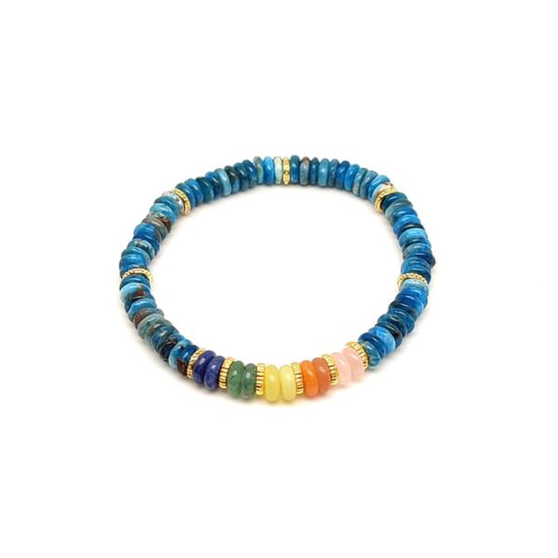 Apatit ásvány karkötő 5 korong köves díszítéssel 62 mm - ékszer - karkötő - ásványkarkötő - Meska.hu