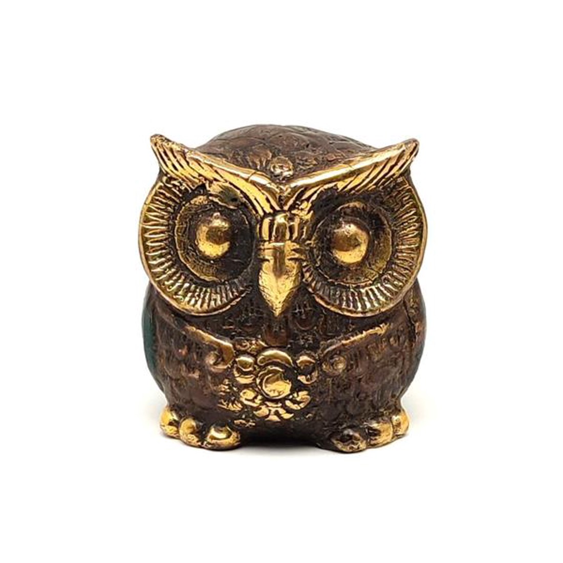 Réz figura bagoly óarany zöld 5x4cm - otthon & életmód - dekoráció - spiritualitás - Meska.hu