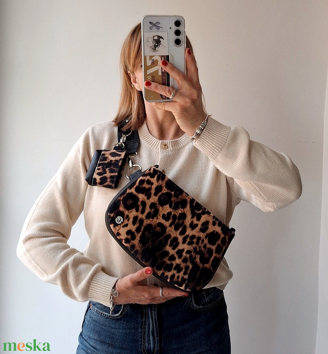 Leopárdmintás övtáska /válltáska többfunkciós táska  - táska & tok - övtáska - Meska.hu