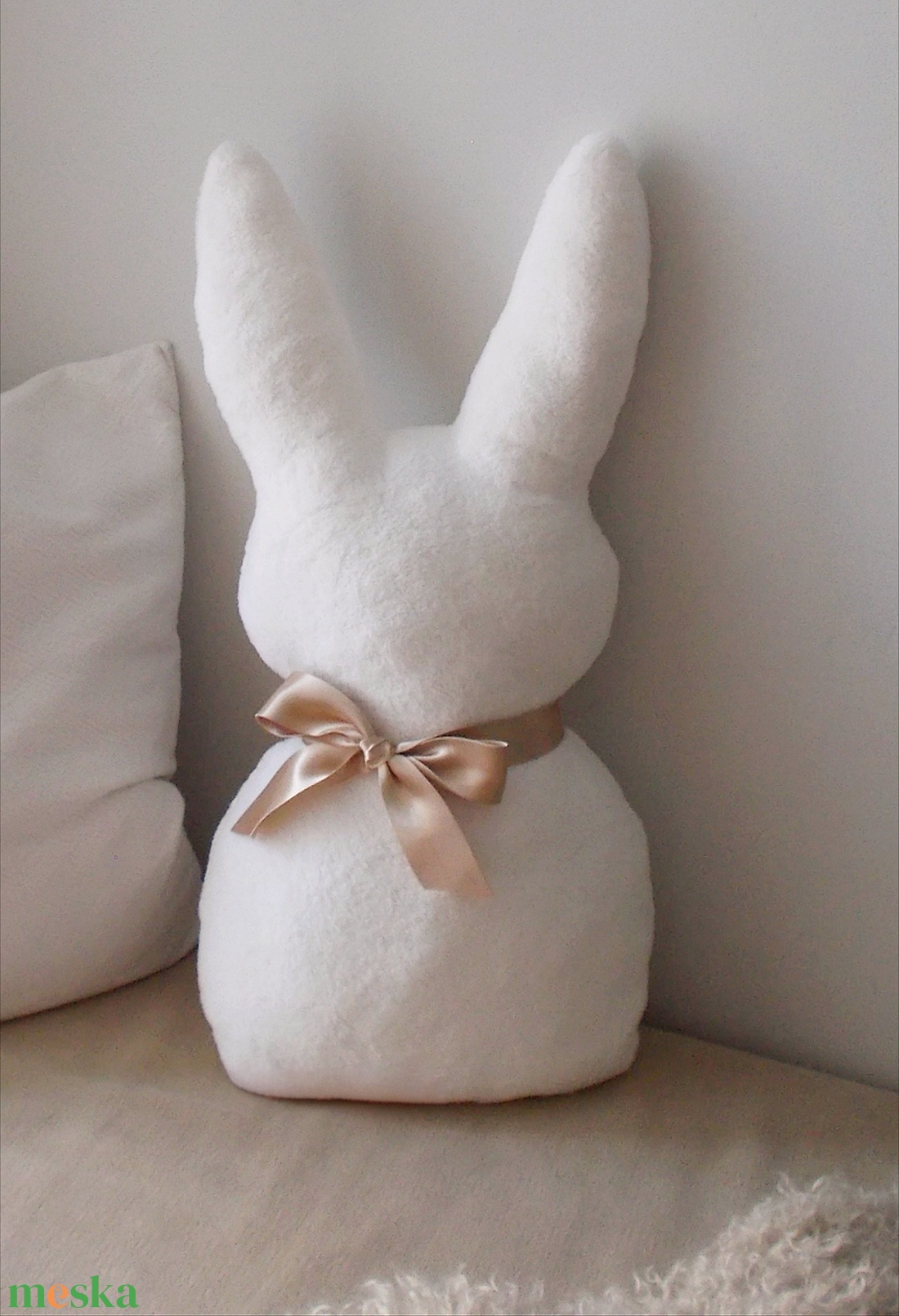 Nyuszi formájú díszpárna/törtfehér  - otthon & életmód - lakástextil - párna & párnahuzat - díszpárna (belsővel együtt) - Meska.hu