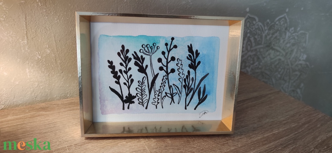 Kék rét � akvarell illusztráció - otthon & életmód - dekoráció - fali és függő dekoráció - falra akasztható dekor - Meska.hu