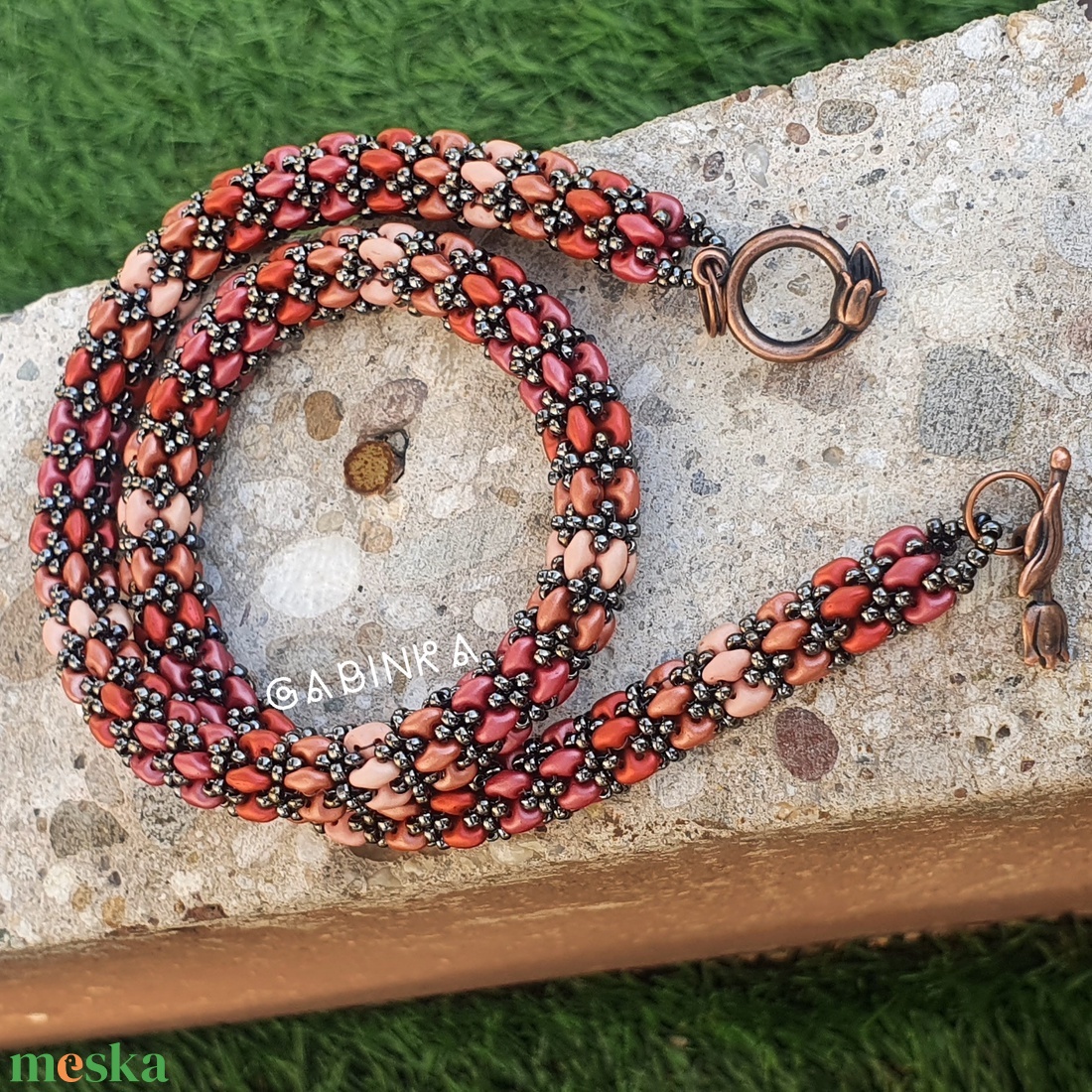 Téglavörös nyaklánc - ékszer - nyaklánc - medál nélküli nyaklánc - Meska.hu