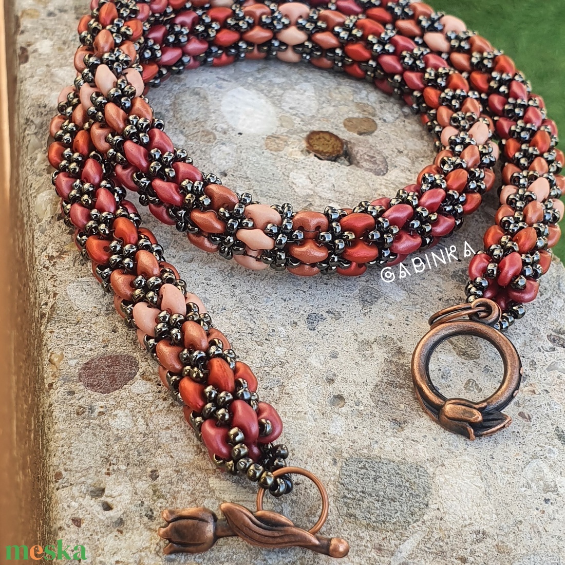 Téglavörös nyaklánc - ékszer - nyaklánc - medál nélküli nyaklánc - Meska.hu