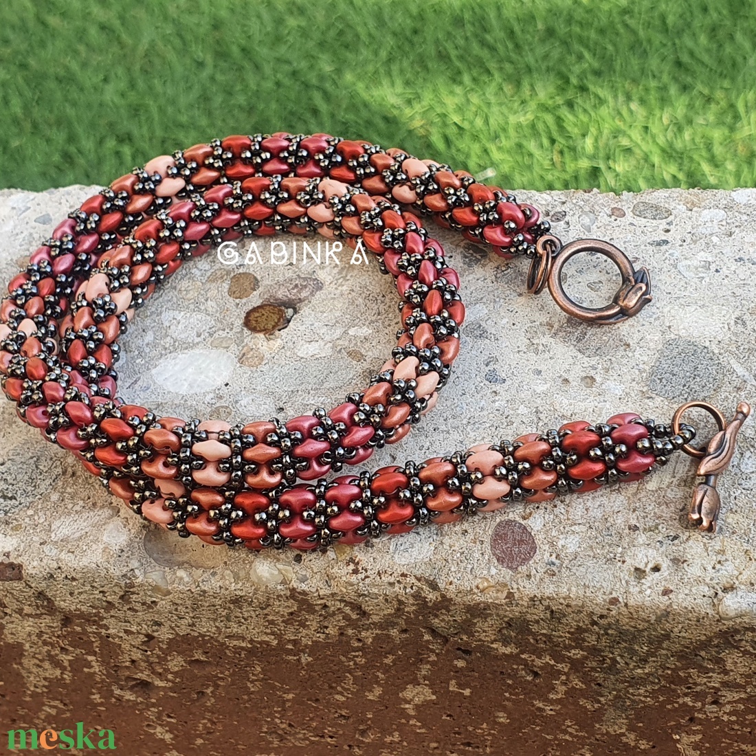 Téglavörös nyaklánc - ékszer - nyaklánc - medál nélküli nyaklánc - Meska.hu