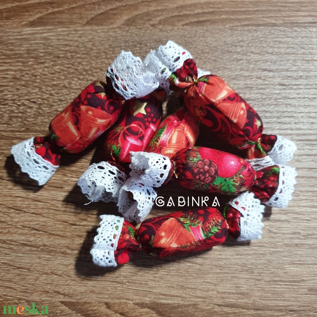 Textil szaloncukor 5 db - karácsony - karácsonyi lakásdekoráció - karácsonyfadíszek - Meska.hu