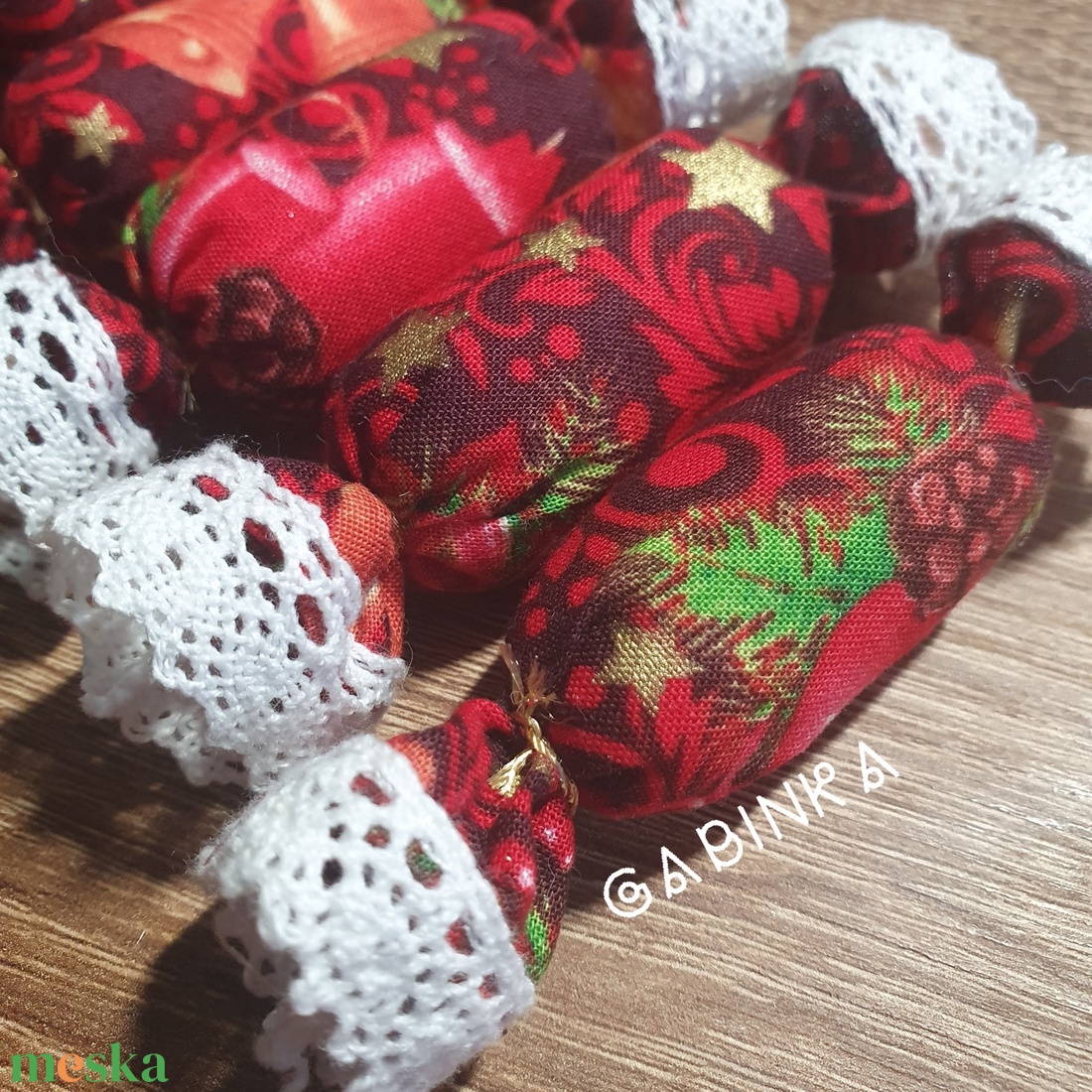 Textil szaloncukor 5 db - karácsony - karácsonyi lakásdekoráció - karácsonyfadíszek - Meska.hu