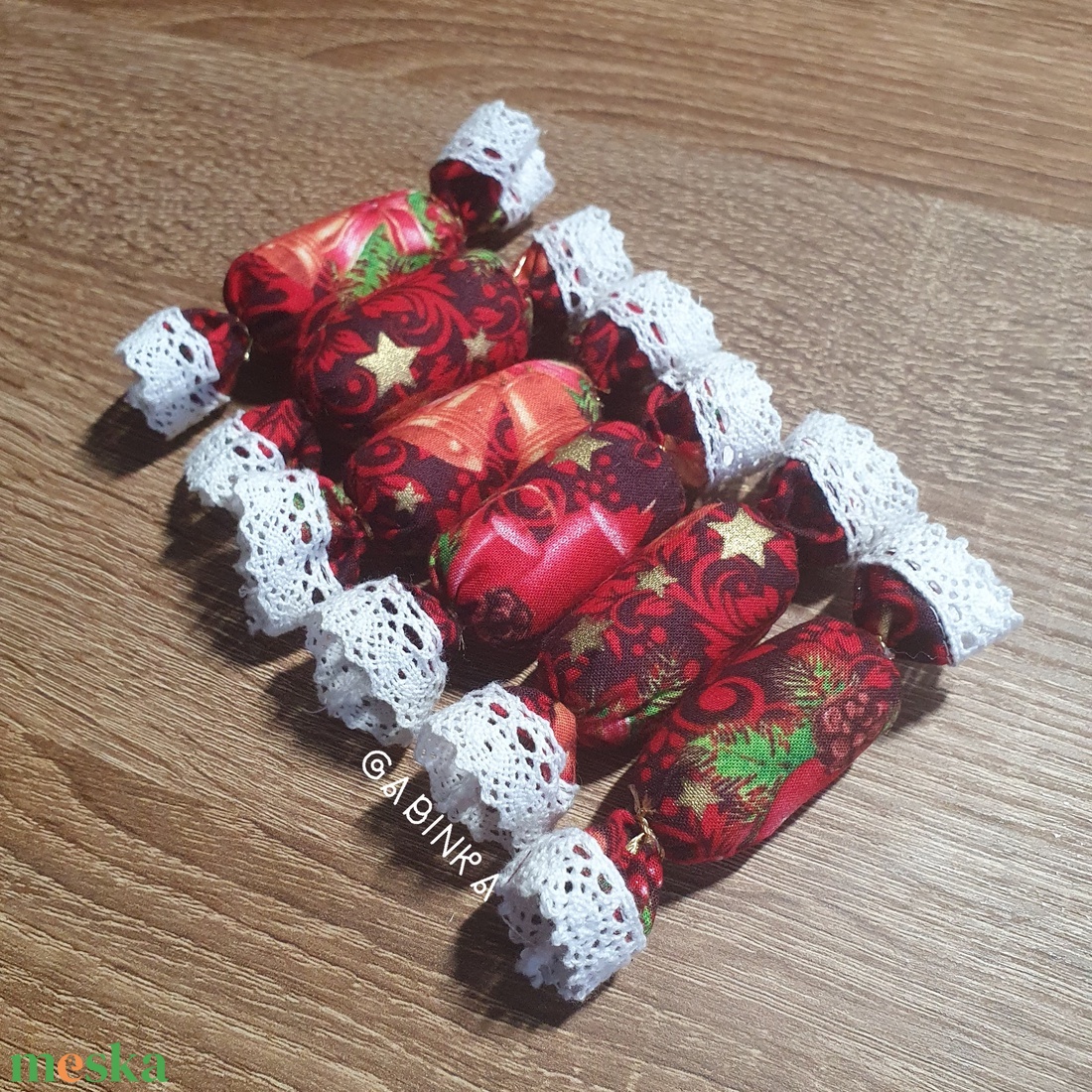 Textil szaloncukor 5 db - karácsony - karácsonyi lakásdekoráció - karácsonyfadíszek - Meska.hu