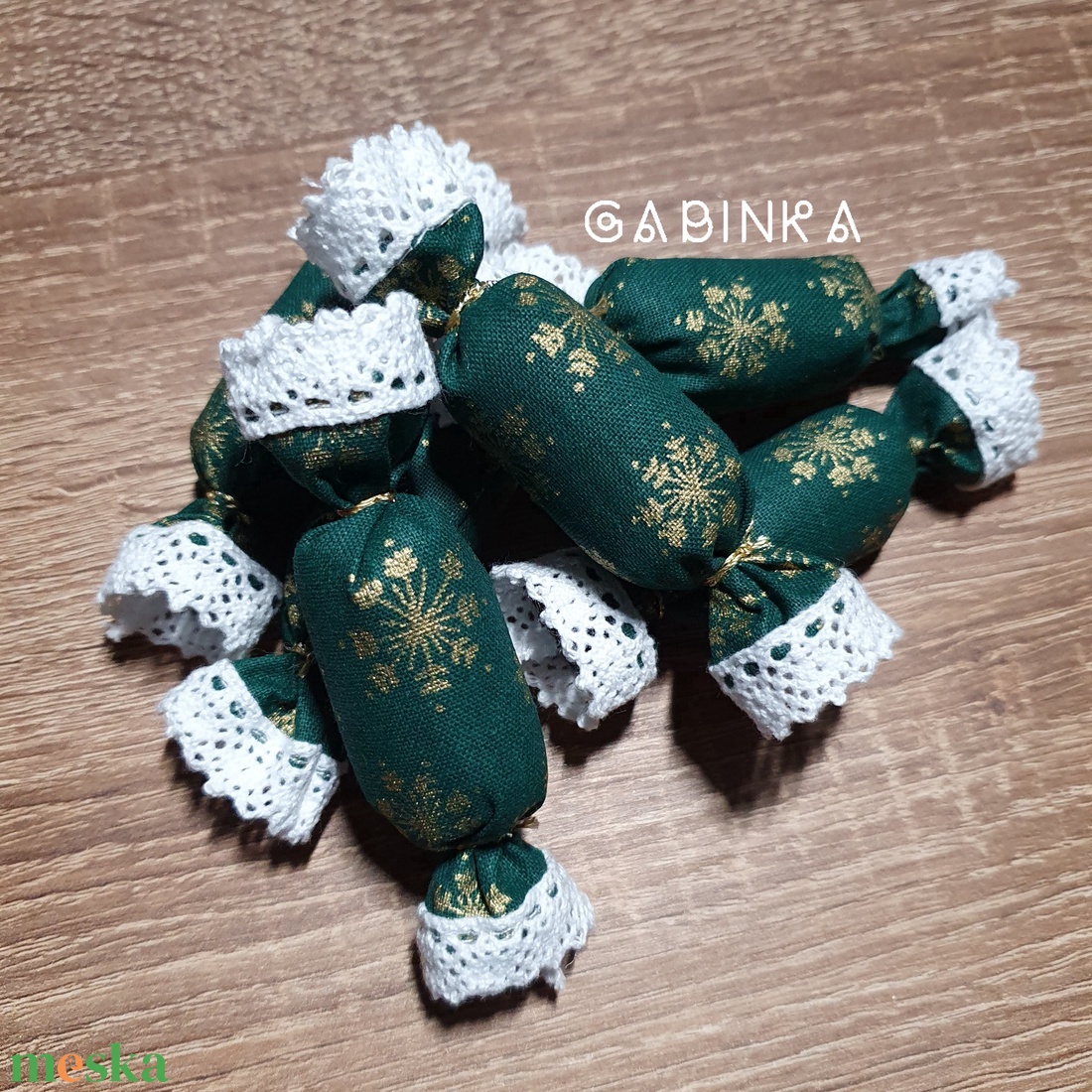 Textil szaloncukor 6 db - karácsony - karácsonyi lakásdekoráció - karácsonyfadíszek - Meska.hu