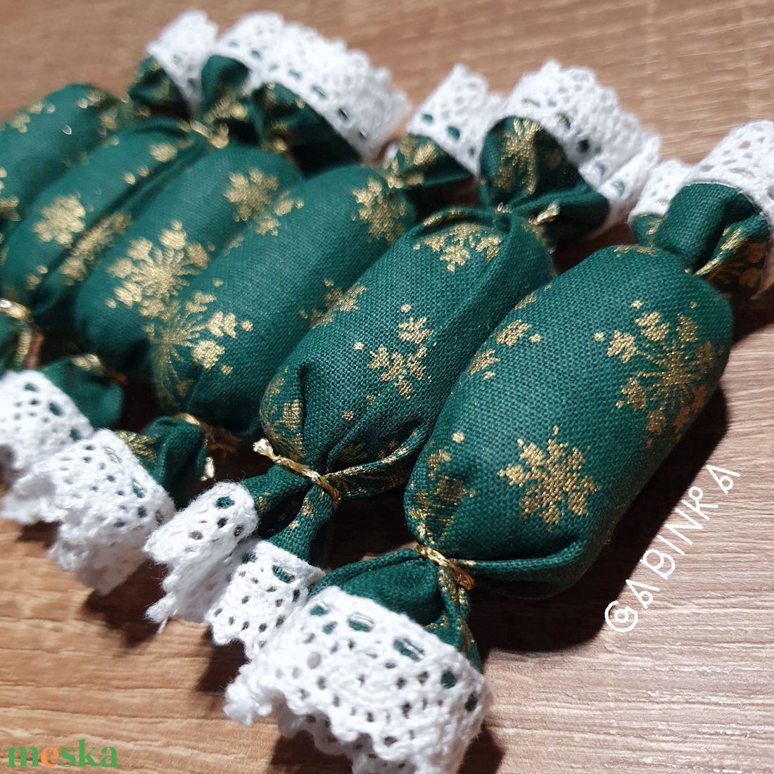 Textil szaloncukor 6 db - karácsony - karácsonyi lakásdekoráció - karácsonyfadíszek - Meska.hu