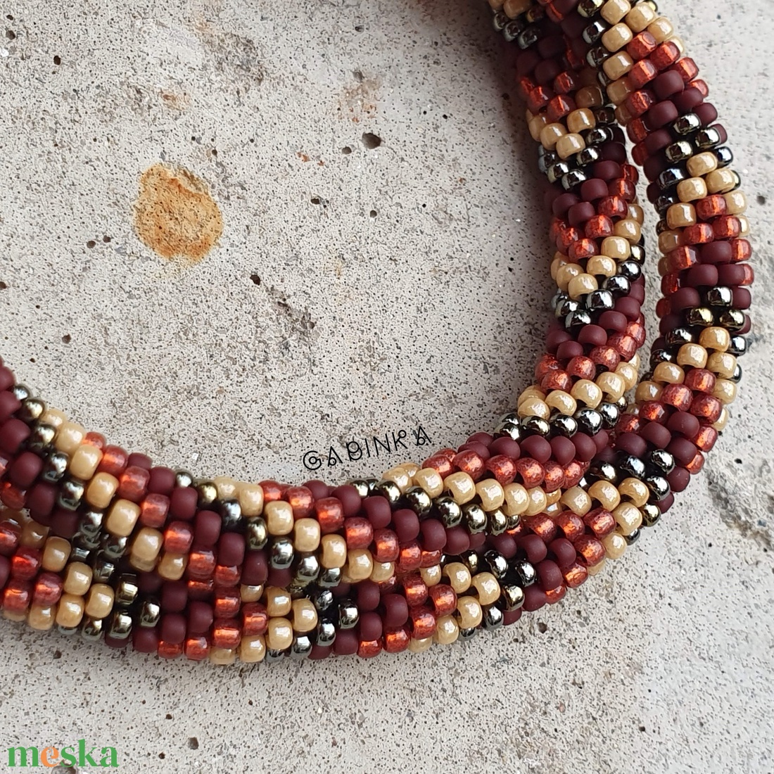 Téglavörös gyöngyhorgolt nyaklánc - ékszer - nyaklánc - medál nélküli nyaklánc - Meska.hu