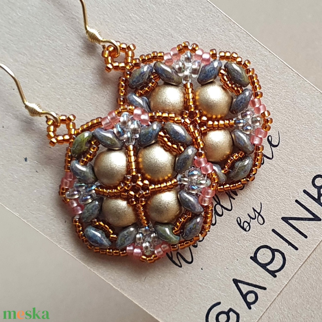 Perzsa fülbevaló (csillogó ősz) - ékszer - fülbevaló - lógó fülbevaló - Meska.hu