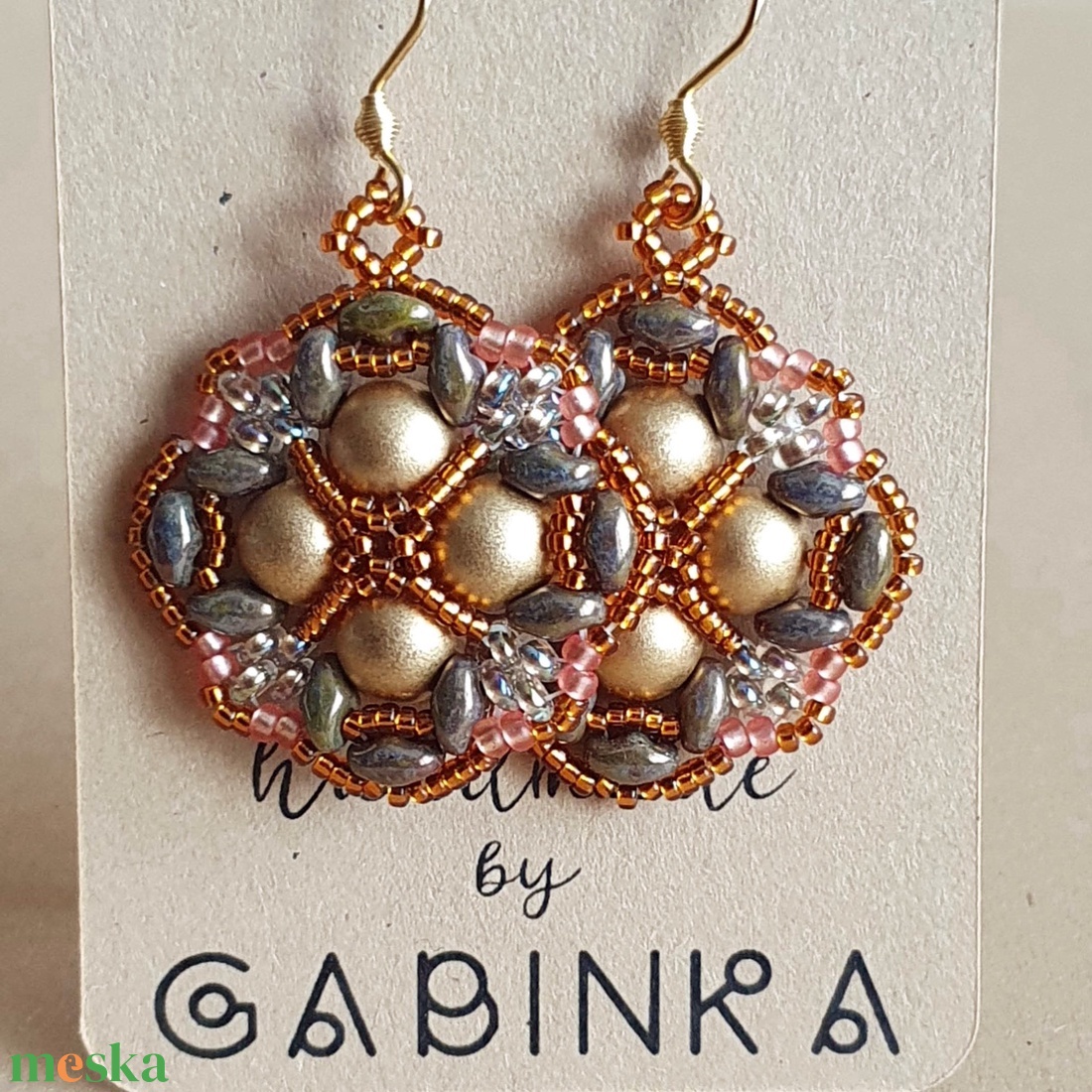 Perzsa fülbevaló (csillogó ősz) - ékszer - fülbevaló - lógó fülbevaló - Meska.hu