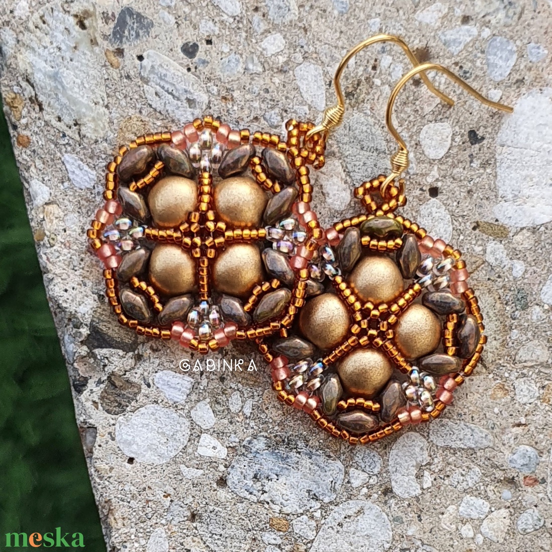 Perzsa fülbevaló (csillogó ősz) - ékszer - fülbevaló - lógó fülbevaló - Meska.hu