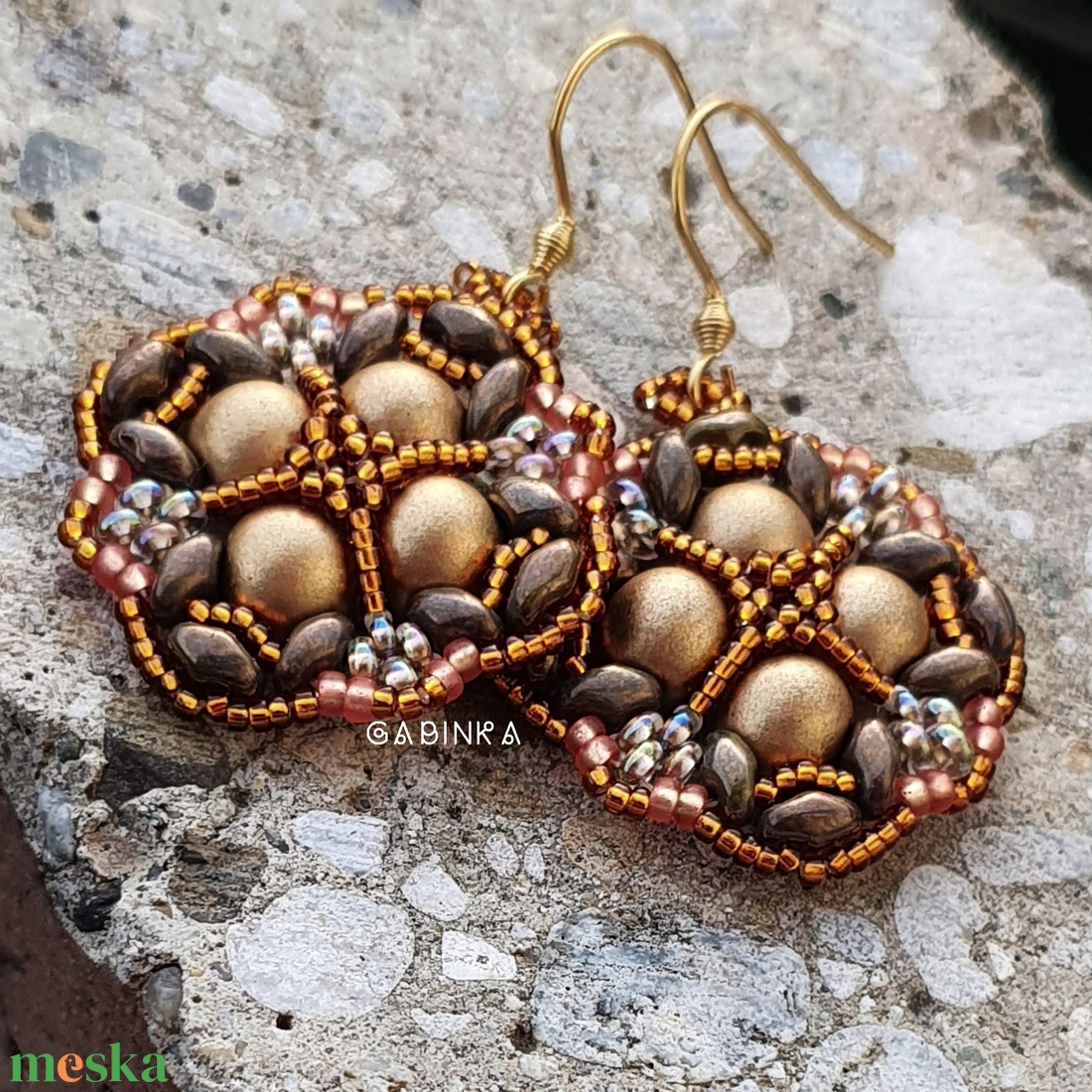 Perzsa fülbevaló (csillogó ősz) - ékszer - fülbevaló - lógó fülbevaló - Meska.hu