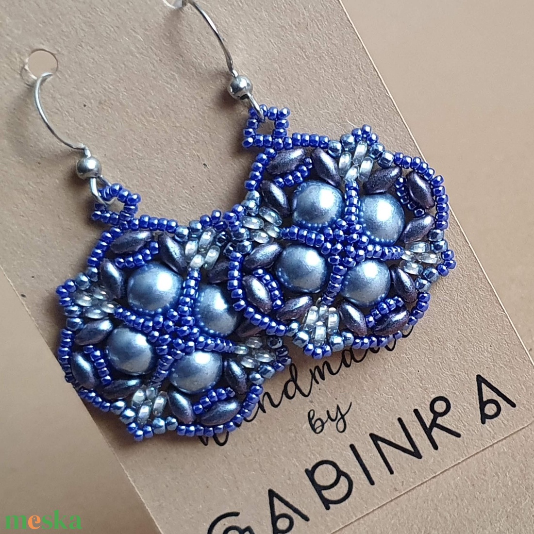 Perzsa fülbevaló (sötétkék) - ékszer - fülbevaló - lógó fülbevaló - Meska.hu