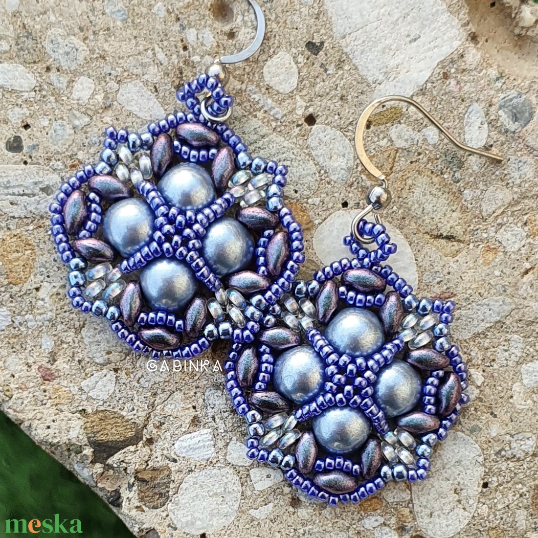 Perzsa fülbevaló (sötétkék) - ékszer - fülbevaló - lógó fülbevaló - Meska.hu