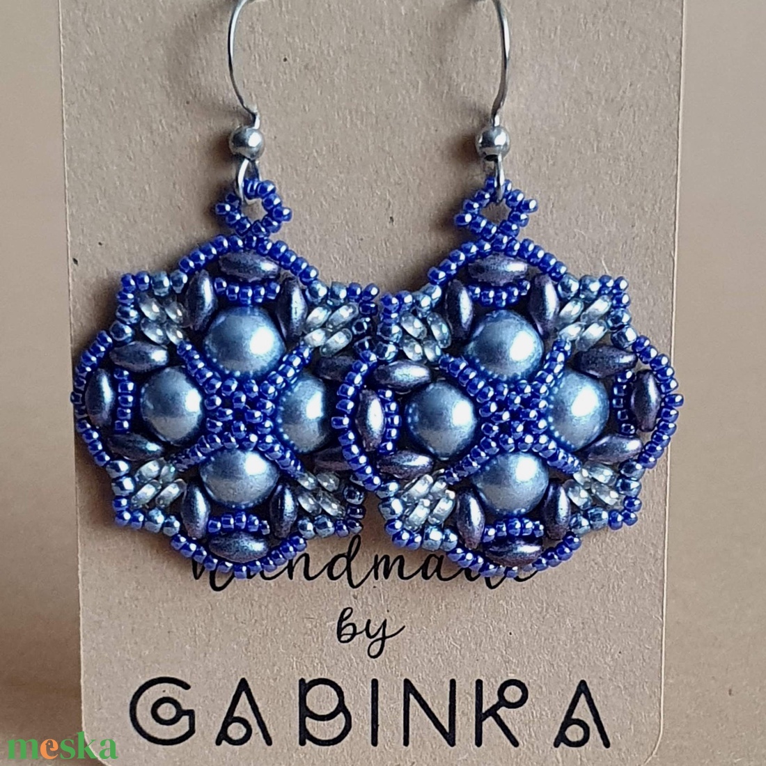 Perzsa fülbevaló (sötétkék) - ékszer - fülbevaló - lógó fülbevaló - Meska.hu