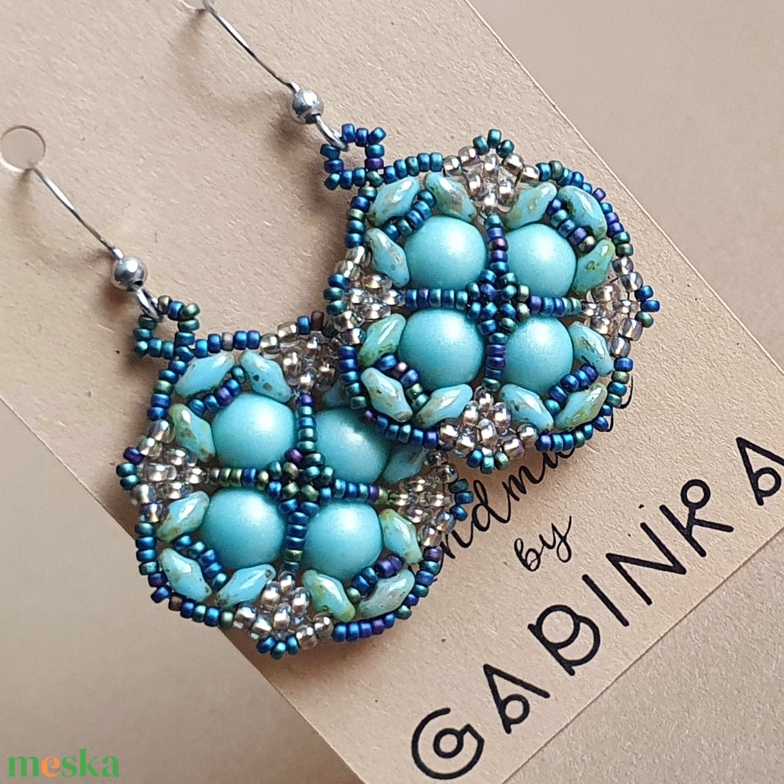 Perzsa fülbevaló (türkíz) - ékszer - fülbevaló - lógó fülbevaló - Meska.hu