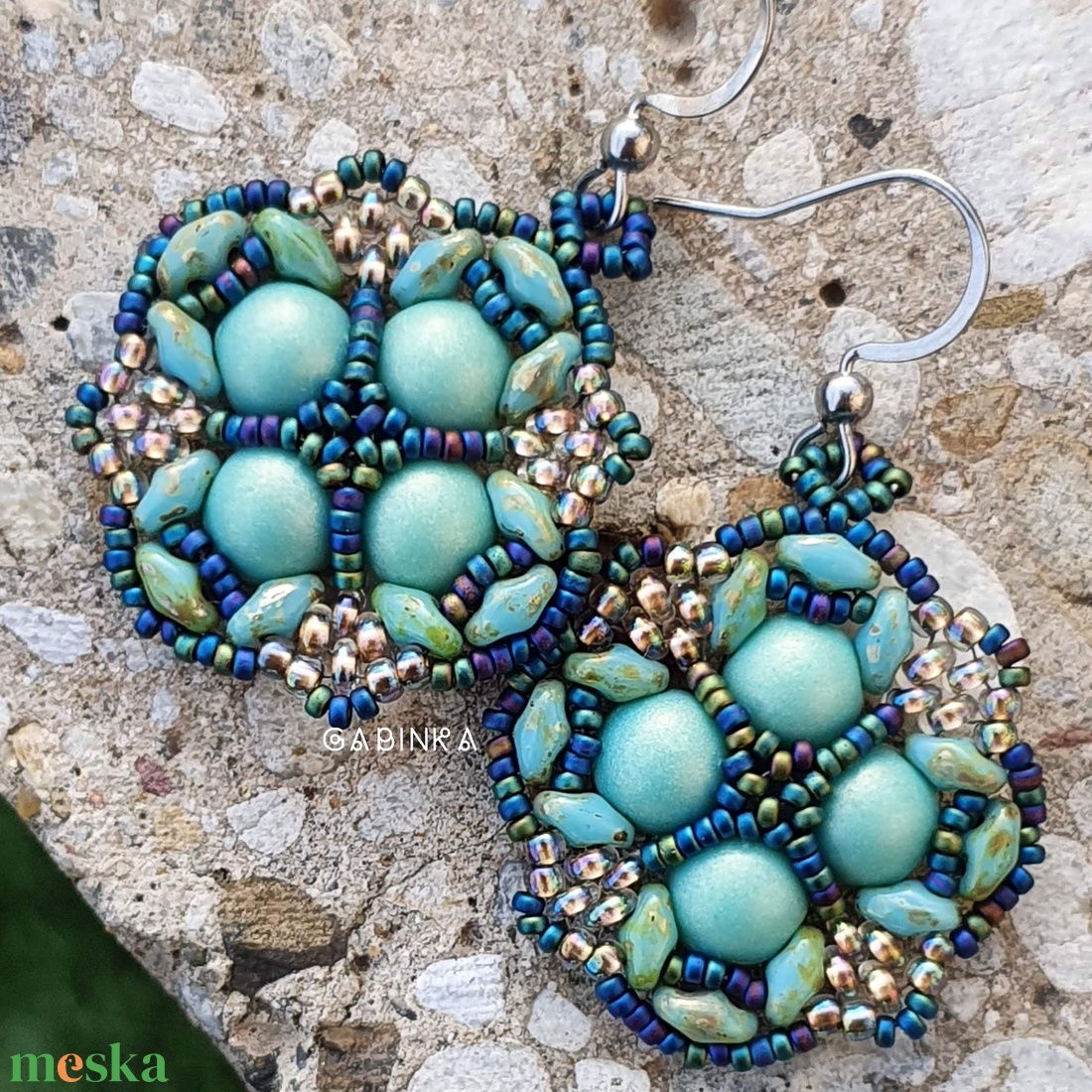 Perzsa fülbevaló (türkíz) - ékszer - fülbevaló - lógó fülbevaló - Meska.hu