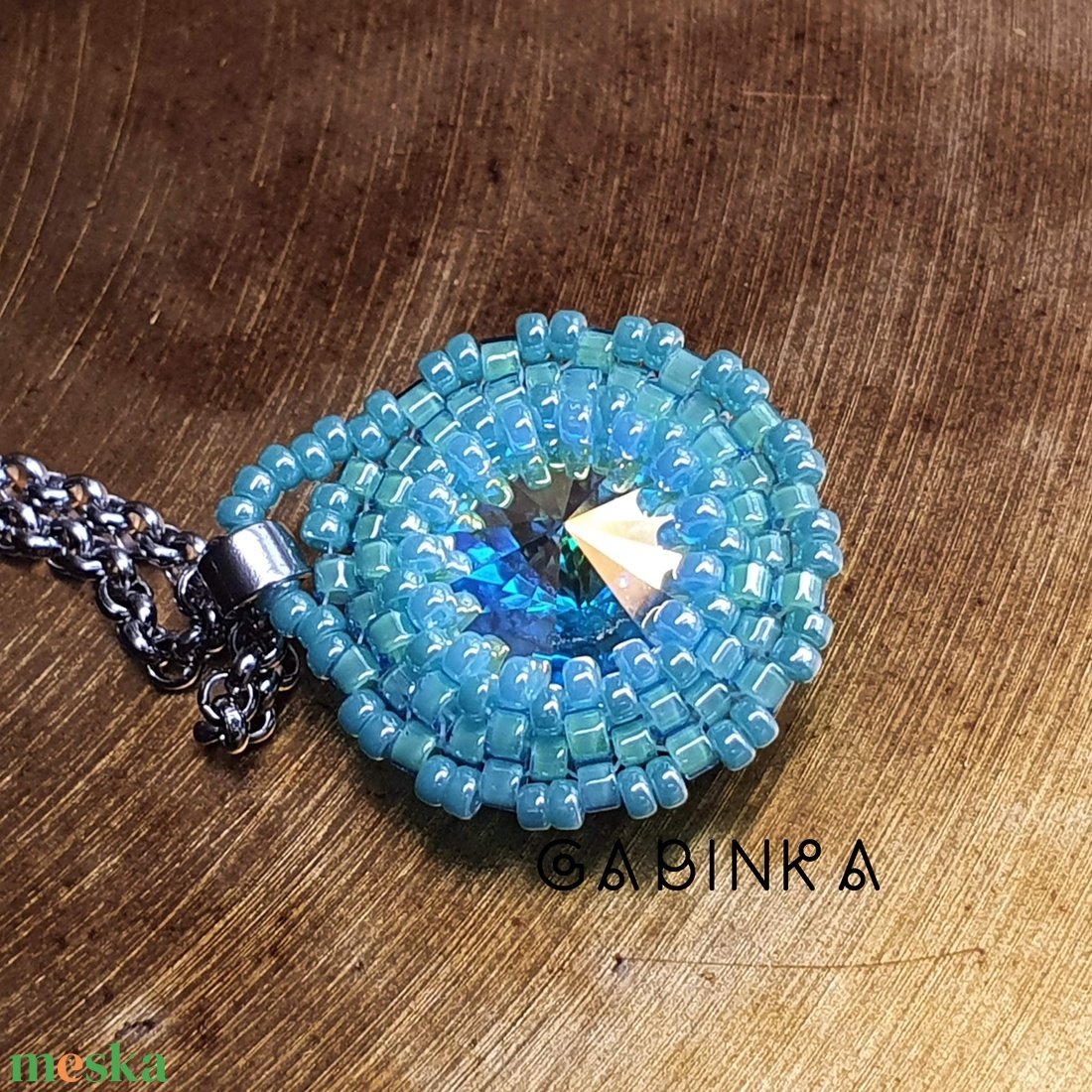 Türkiz medál nyaklánccal - ékszer - nyaklánc - medálos nyaklánc - Meska.hu