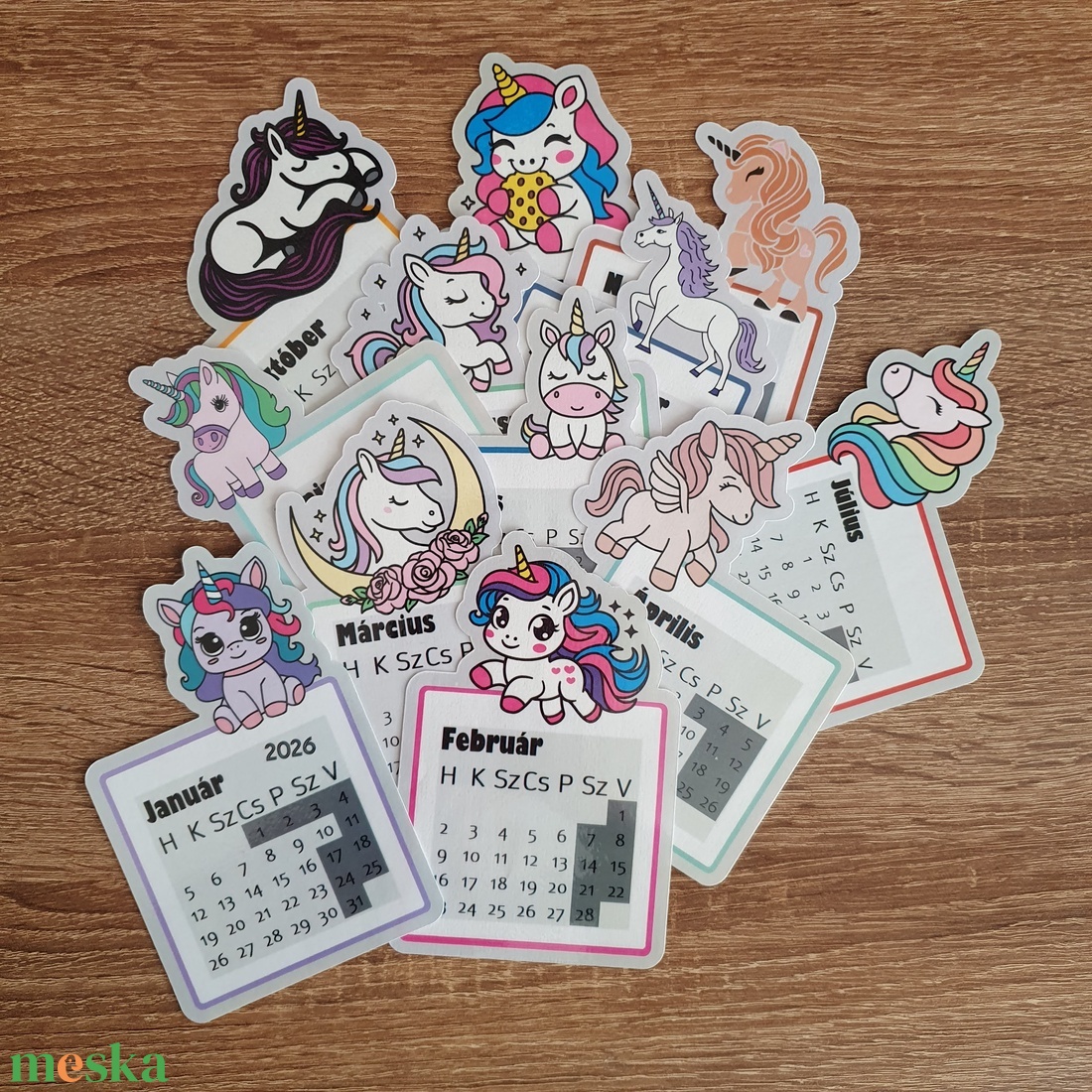 Unikornisos naptár 2026 - 12 hónap - otthon & életmód - papír, írószer - naptár & tervező - Meska.hu