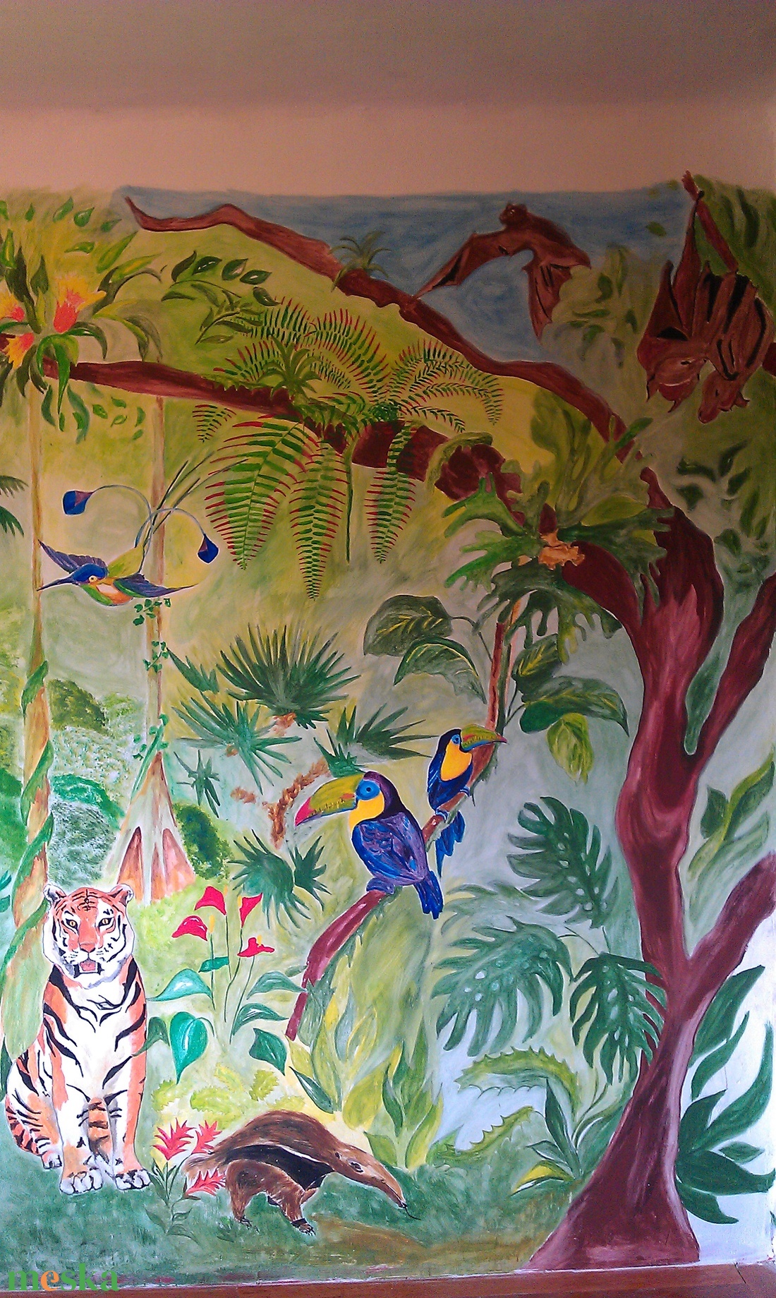 Dzsungel falfestés - művészet - festmény - festmény vegyes technika - Meska.hu