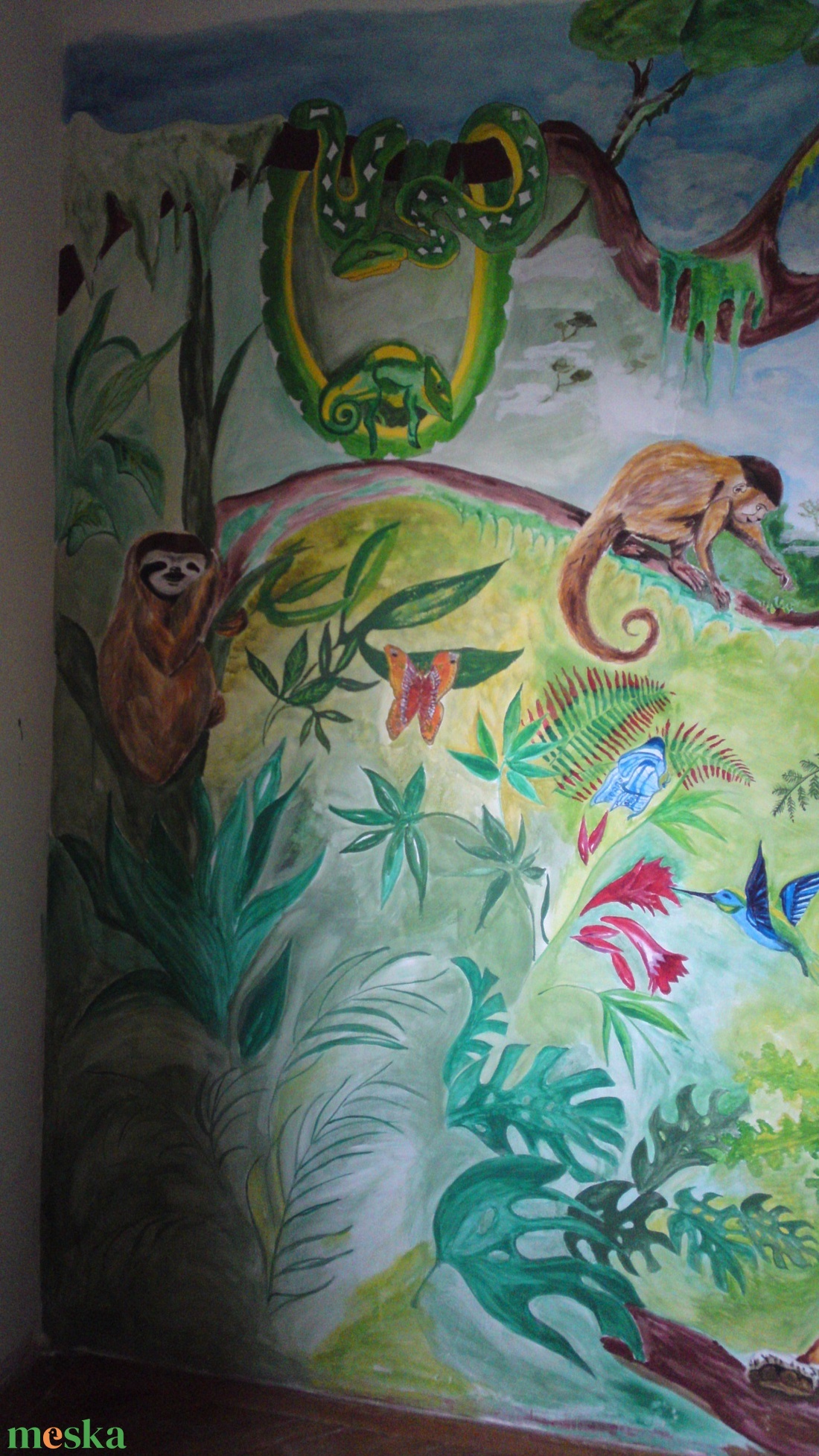 Dzsungel falfestés - művészet - festmény - festmény vegyes technika - Meska.hu